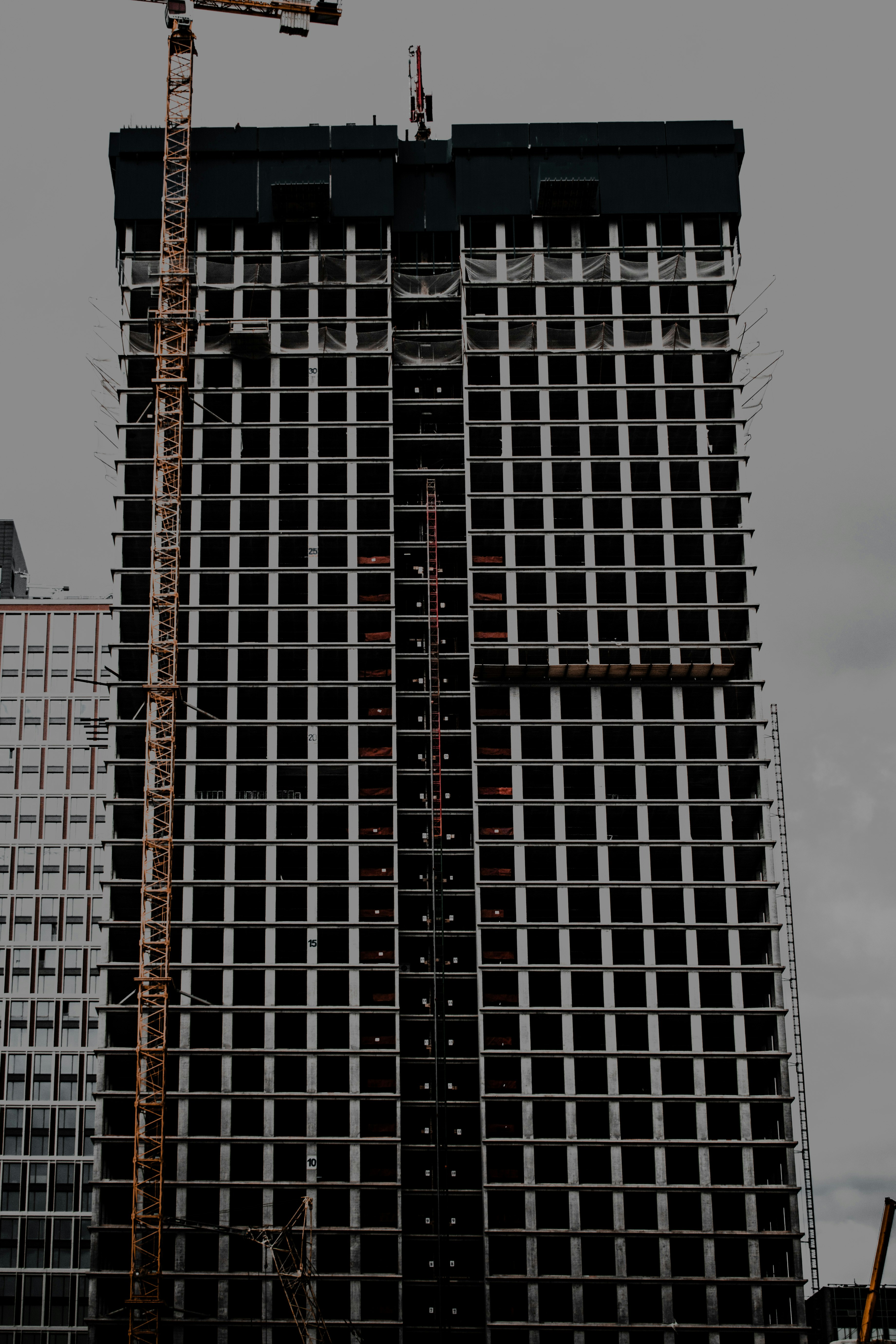 black and white concrete building