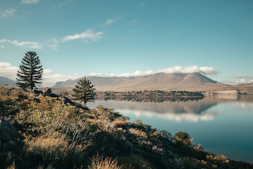 lake near mountain under blue sky during daytime