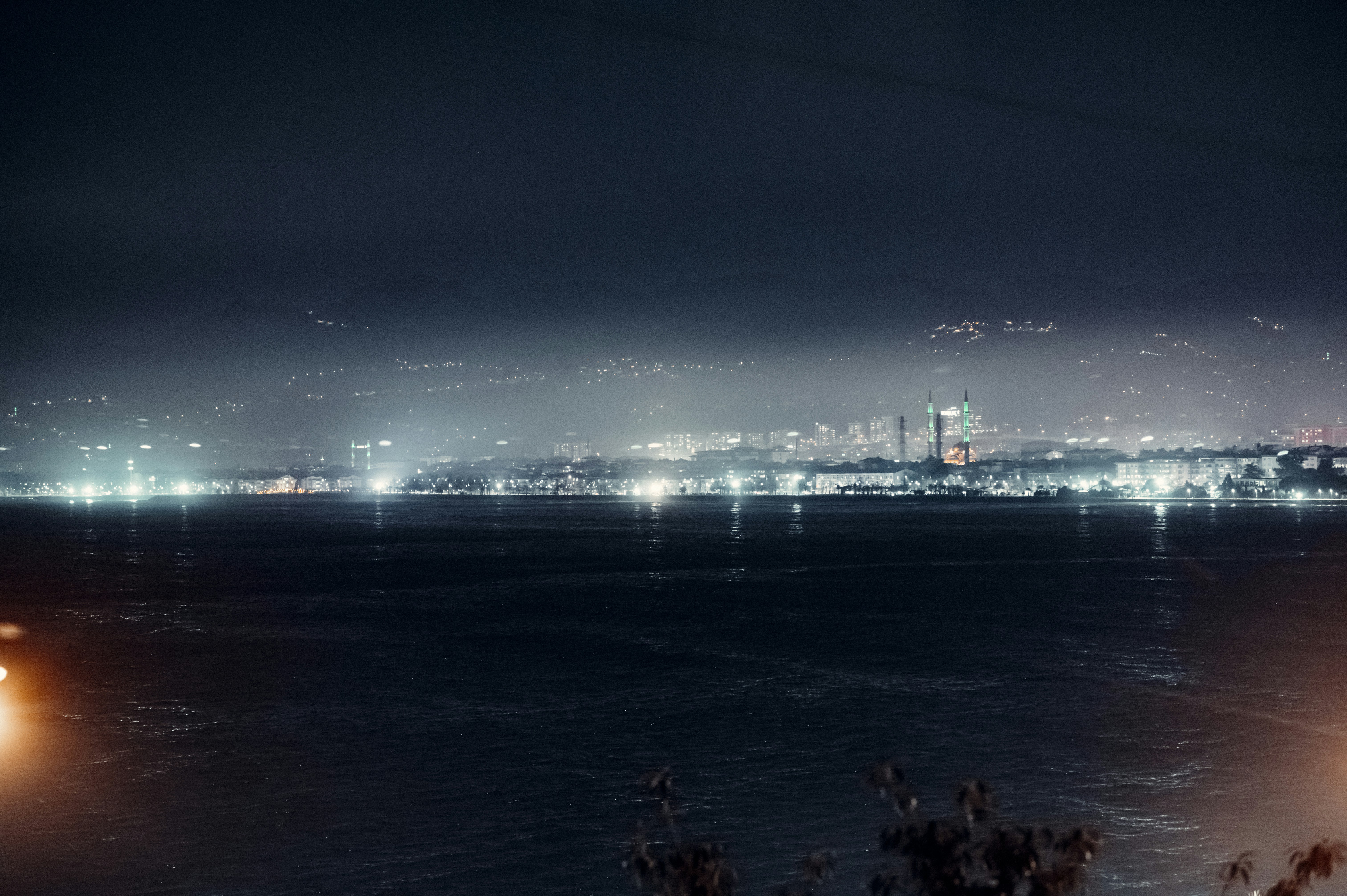 people on beach during night time