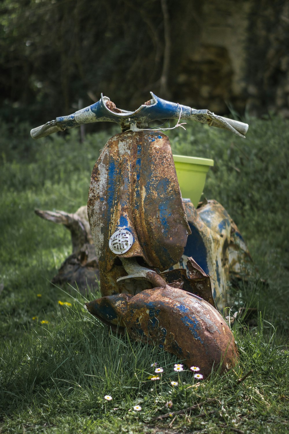 brown and black motorcycle on green grass field during daytime