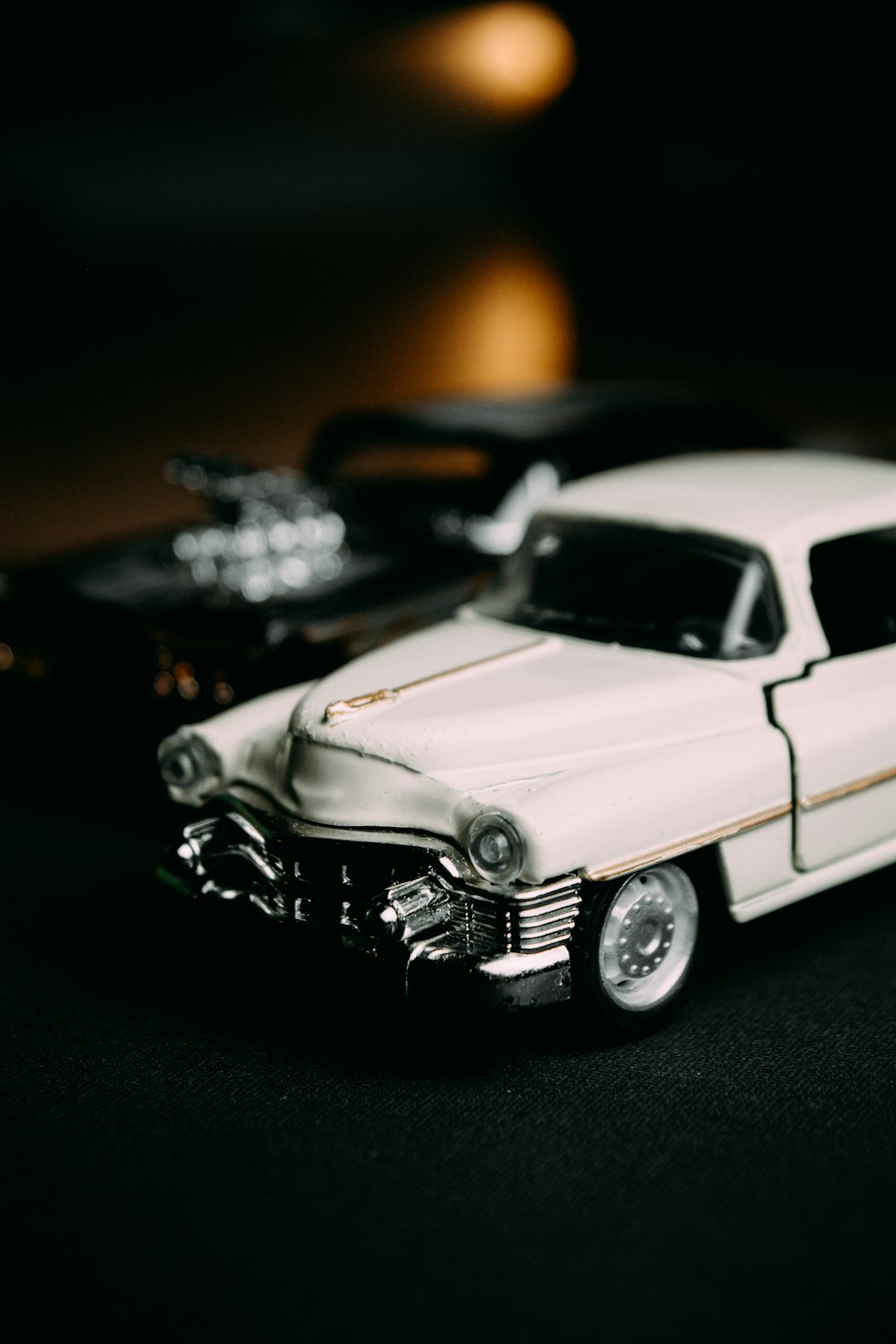 white vintage car scale model