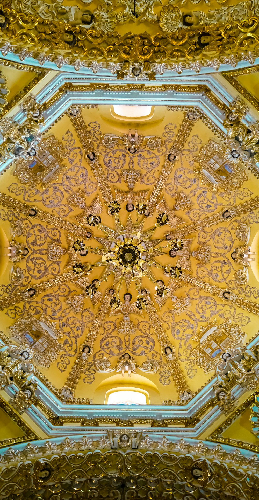 yellow and white floral ceiling
