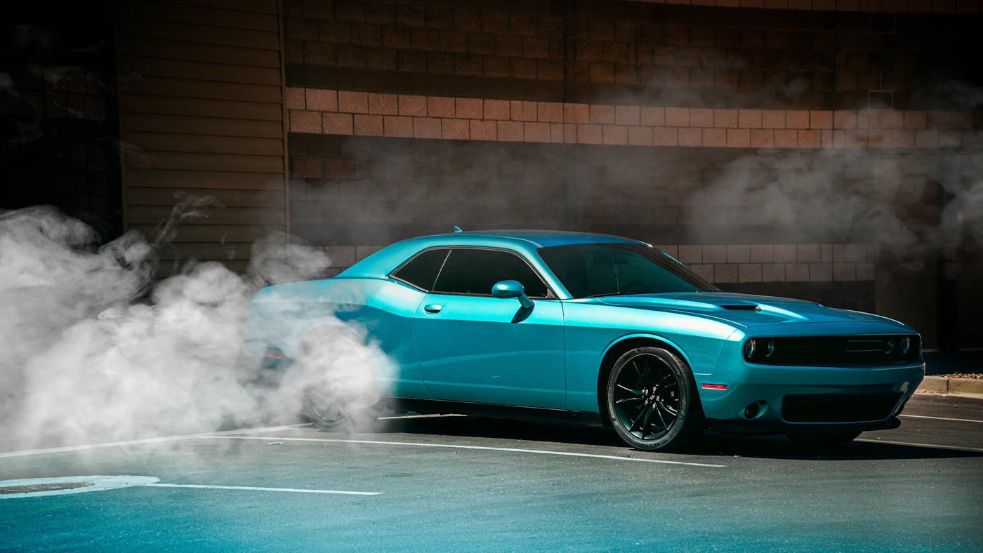 Muscle car doing a burnout