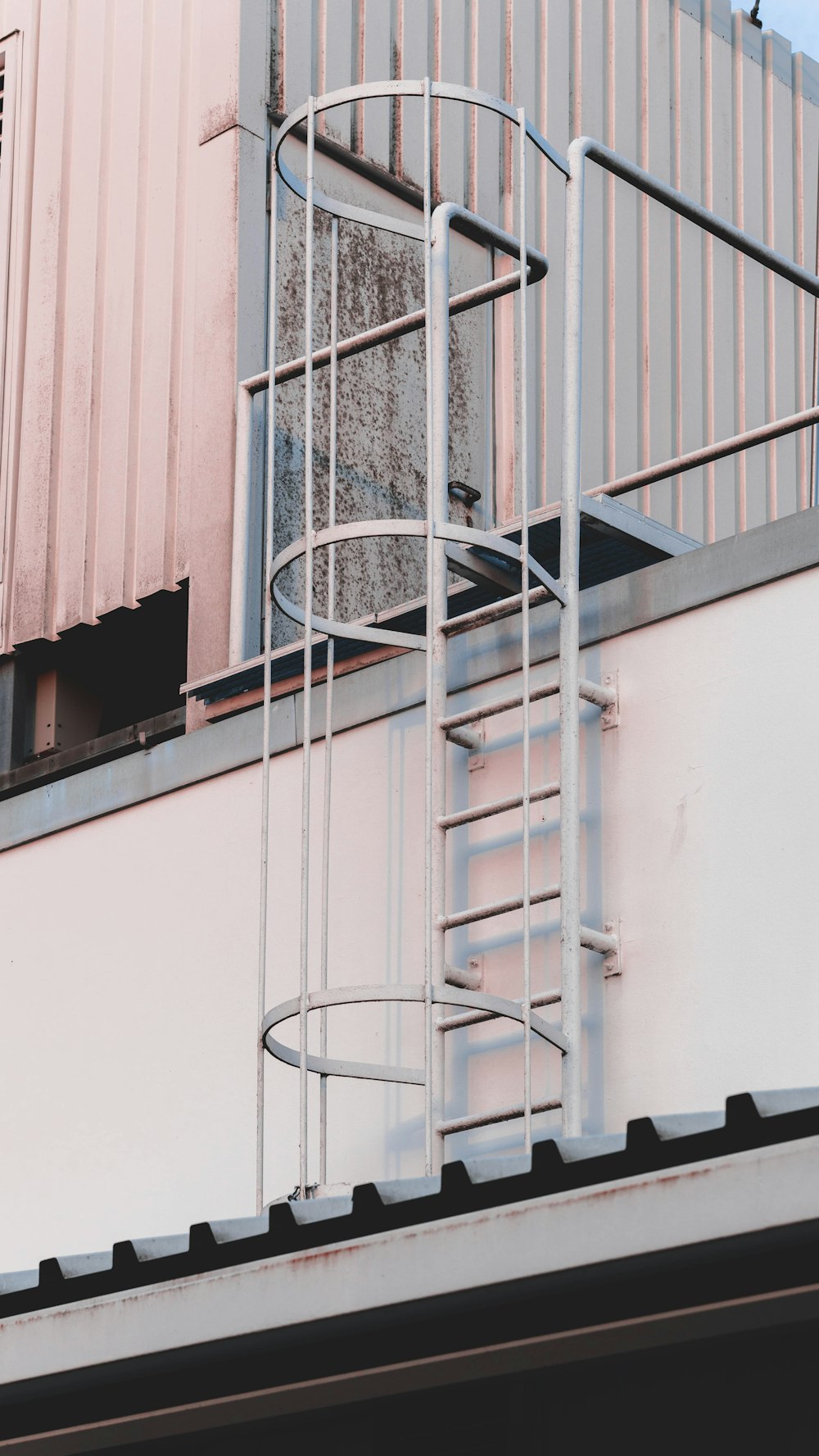 black and white spiral staircase