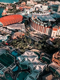 aerial view of green and white stadium during daytime