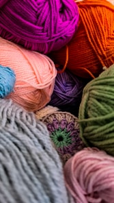 blue orange and green yarn