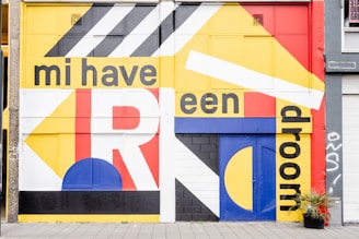 red white and blue wall