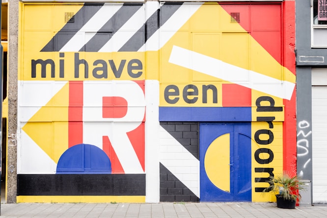 red white and blue wall