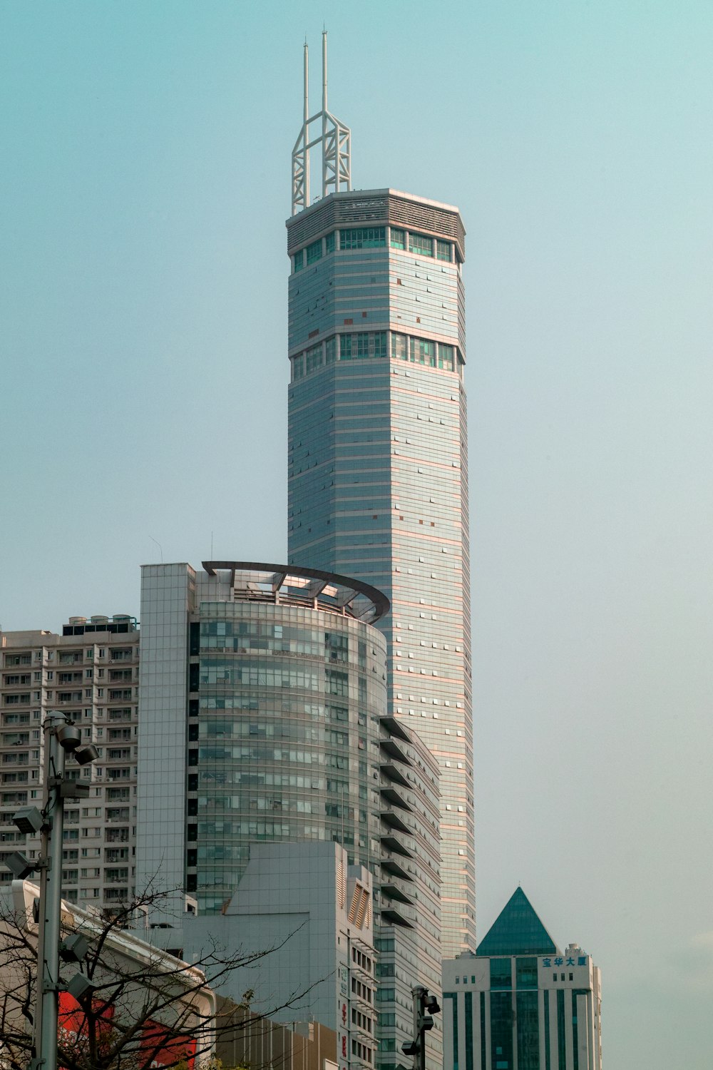 white and blue high rise building