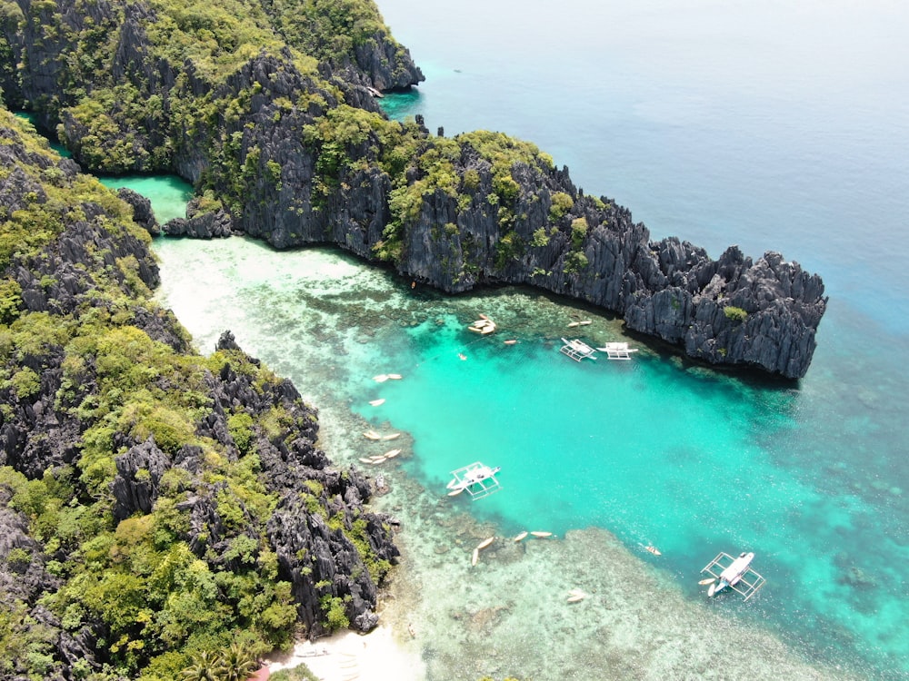 aerial view of green and brown island during daytime