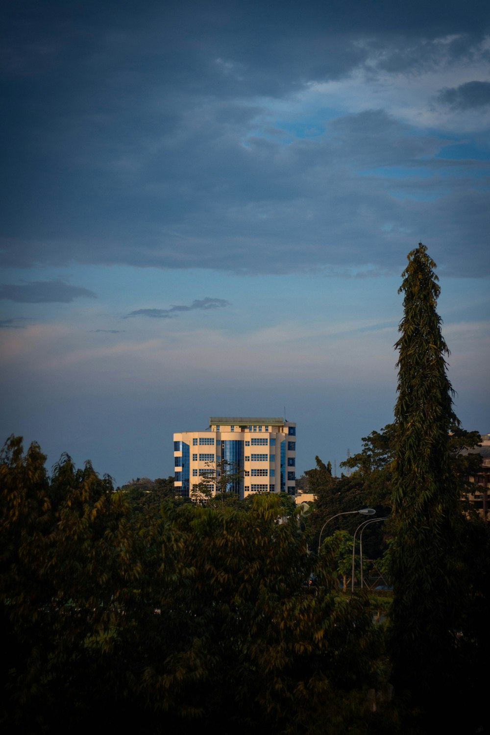 green trees near white concrete building under blue sky during daytime