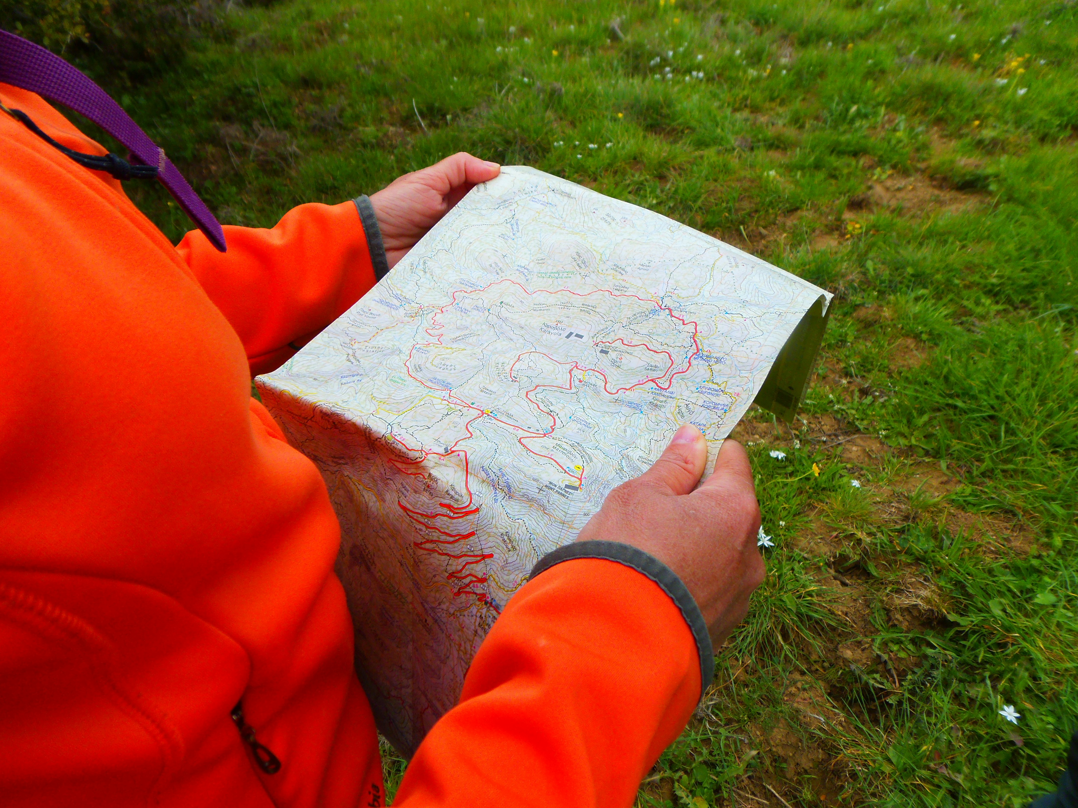 Field survey with paper map