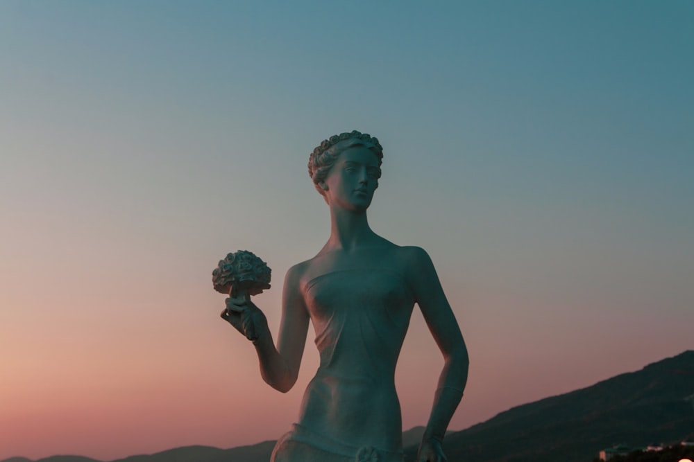 woman holding a bouquet of flowers