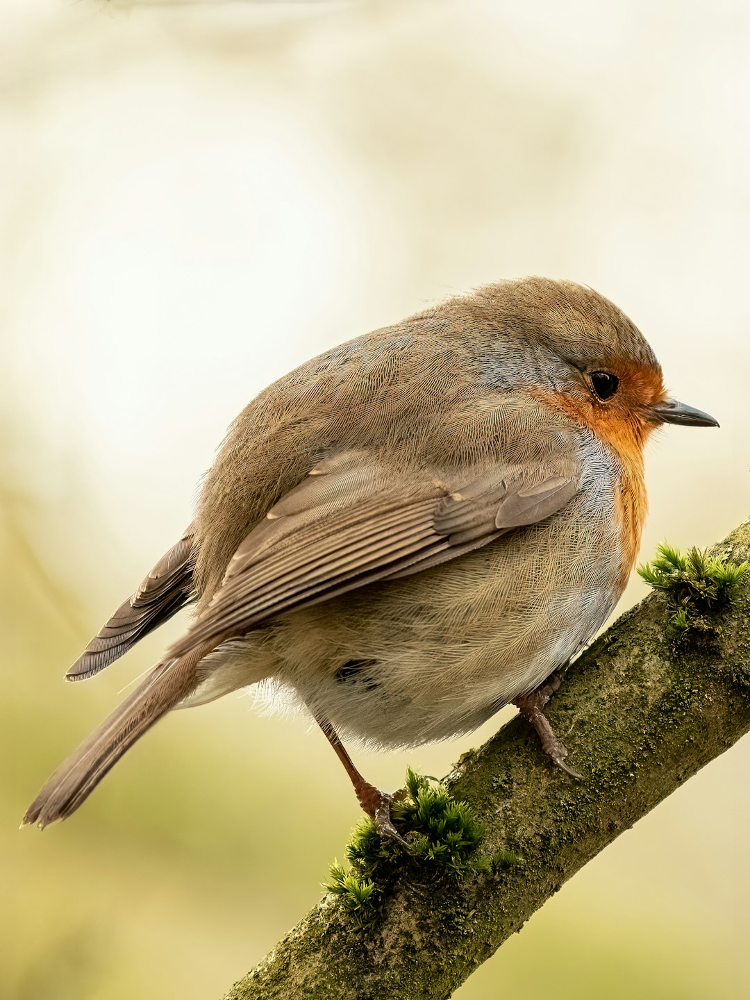  brown and gray bird on tree branch robin