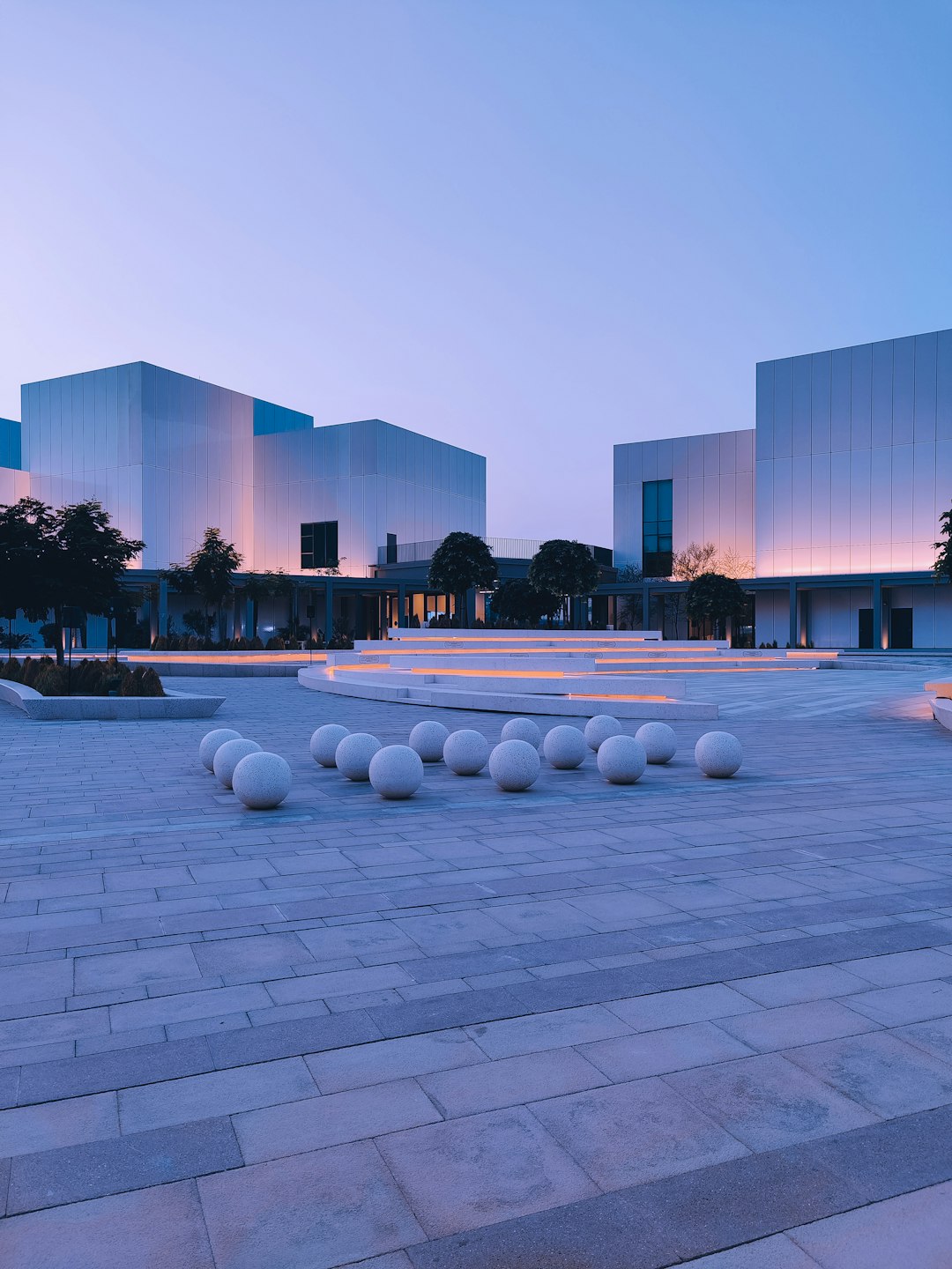 white and blue concrete building