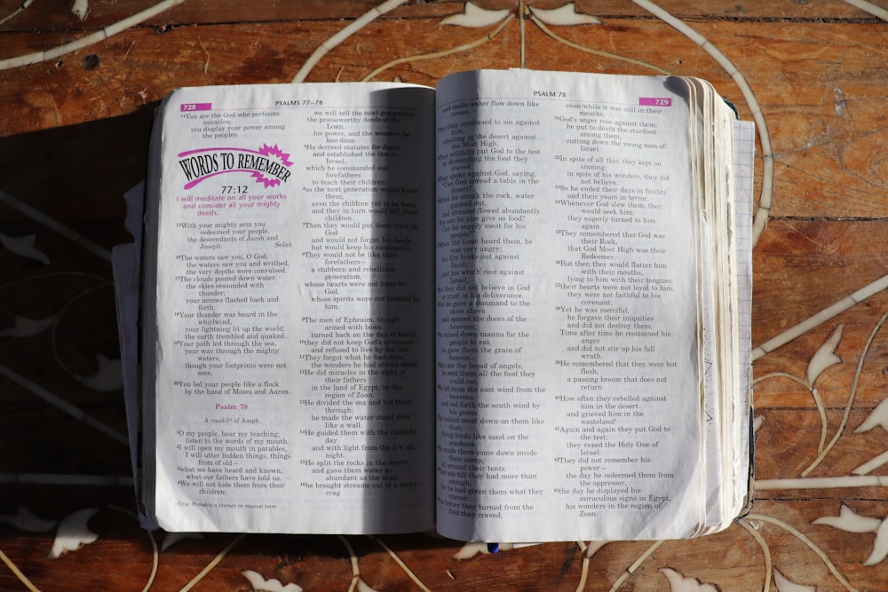 white book page on brown wooden table