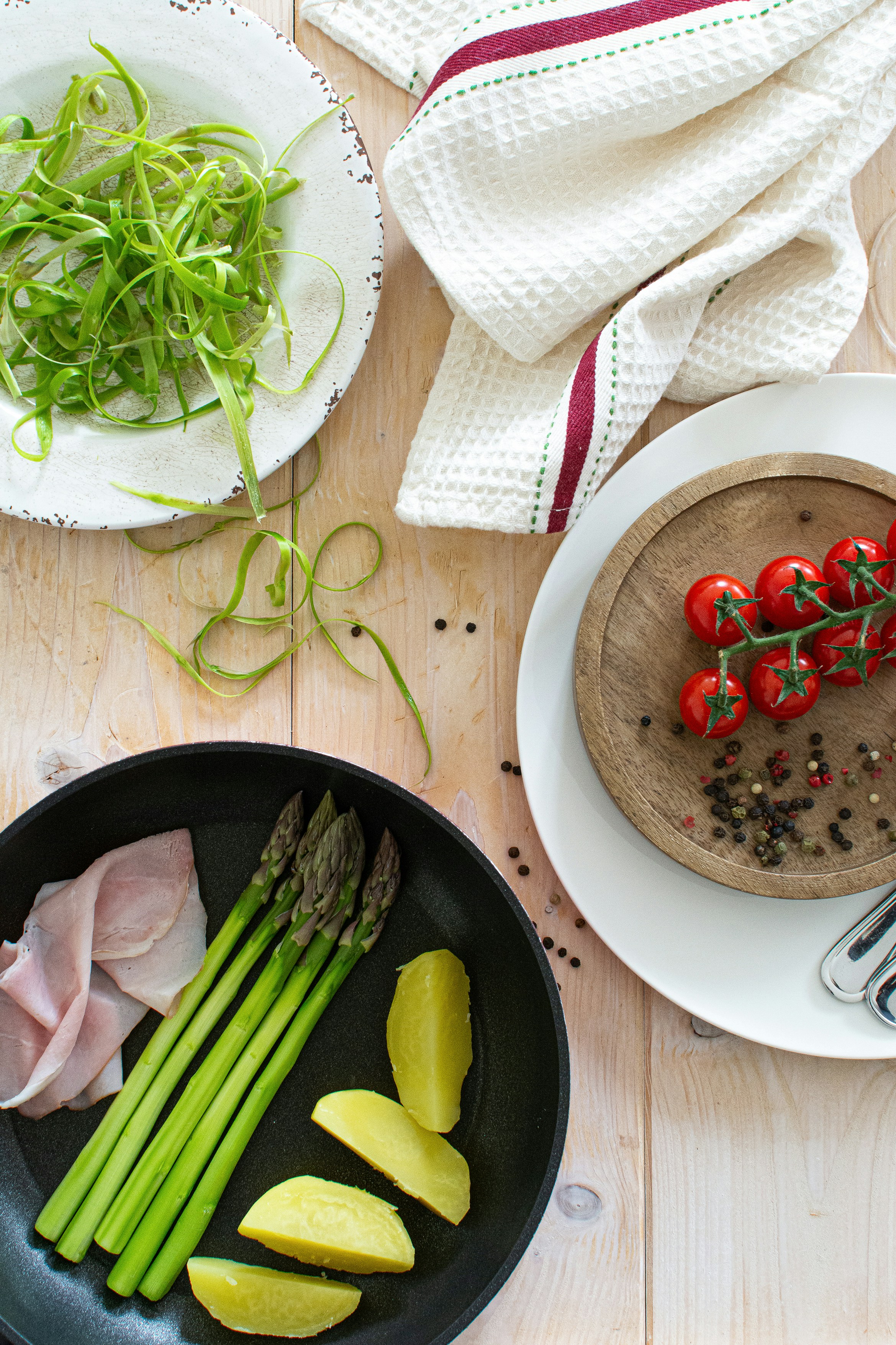 red and green vegetable on black ceramic plate