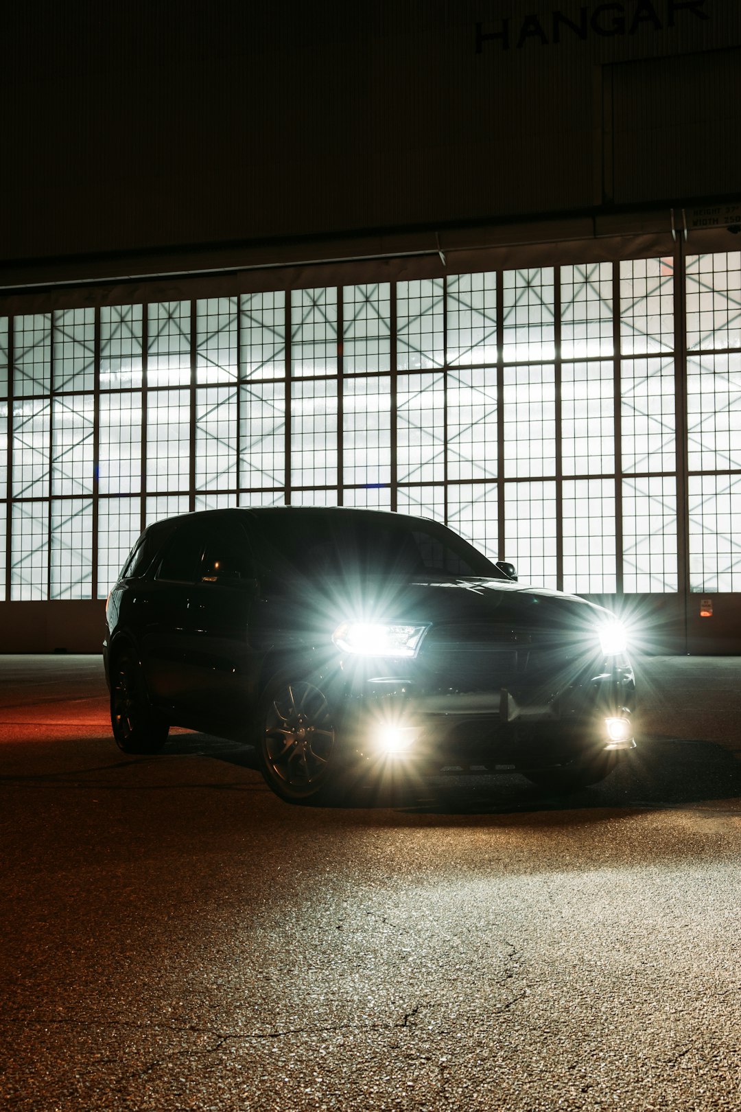 black car in a garage