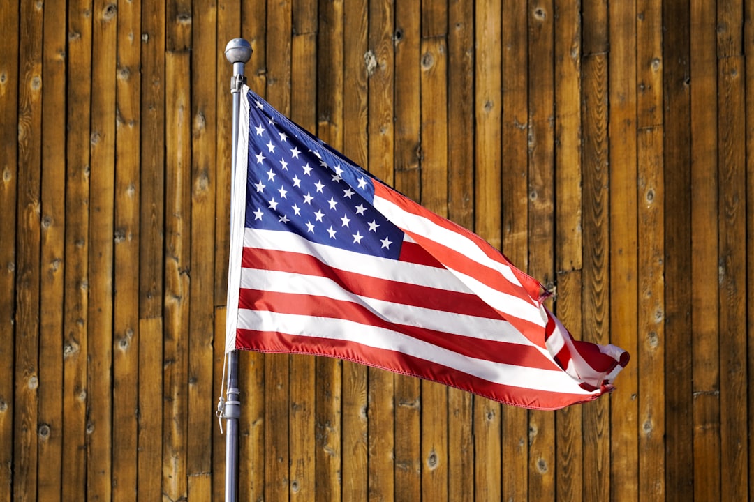 us a flag on brown wooden wall