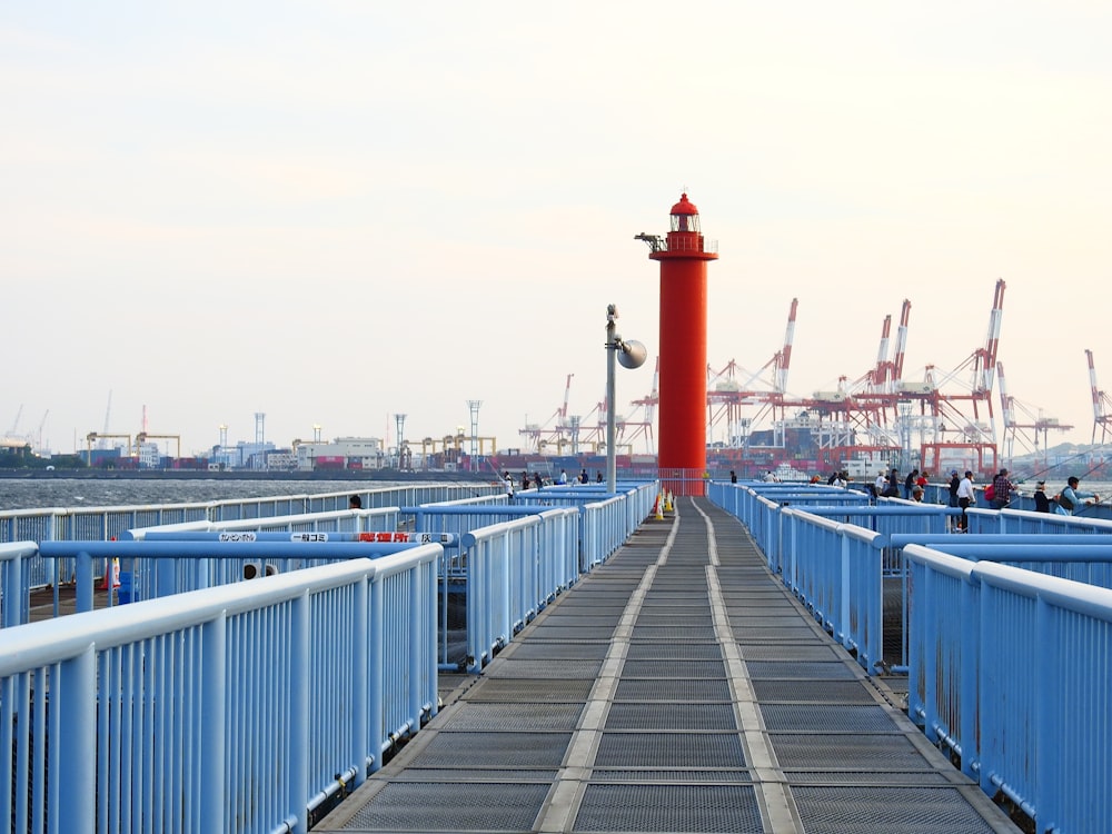 white and red metal bridge