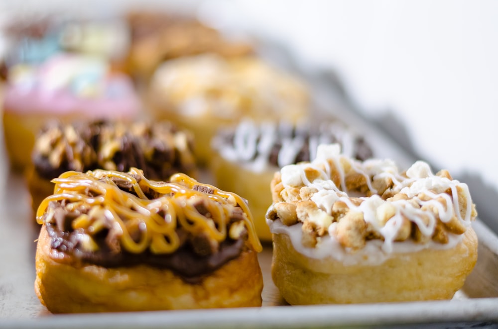 brown and white pastry with white and brown sprinkles