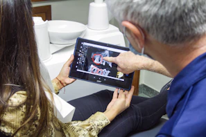 Close-up of advanced digital dental x-ray equipment in use