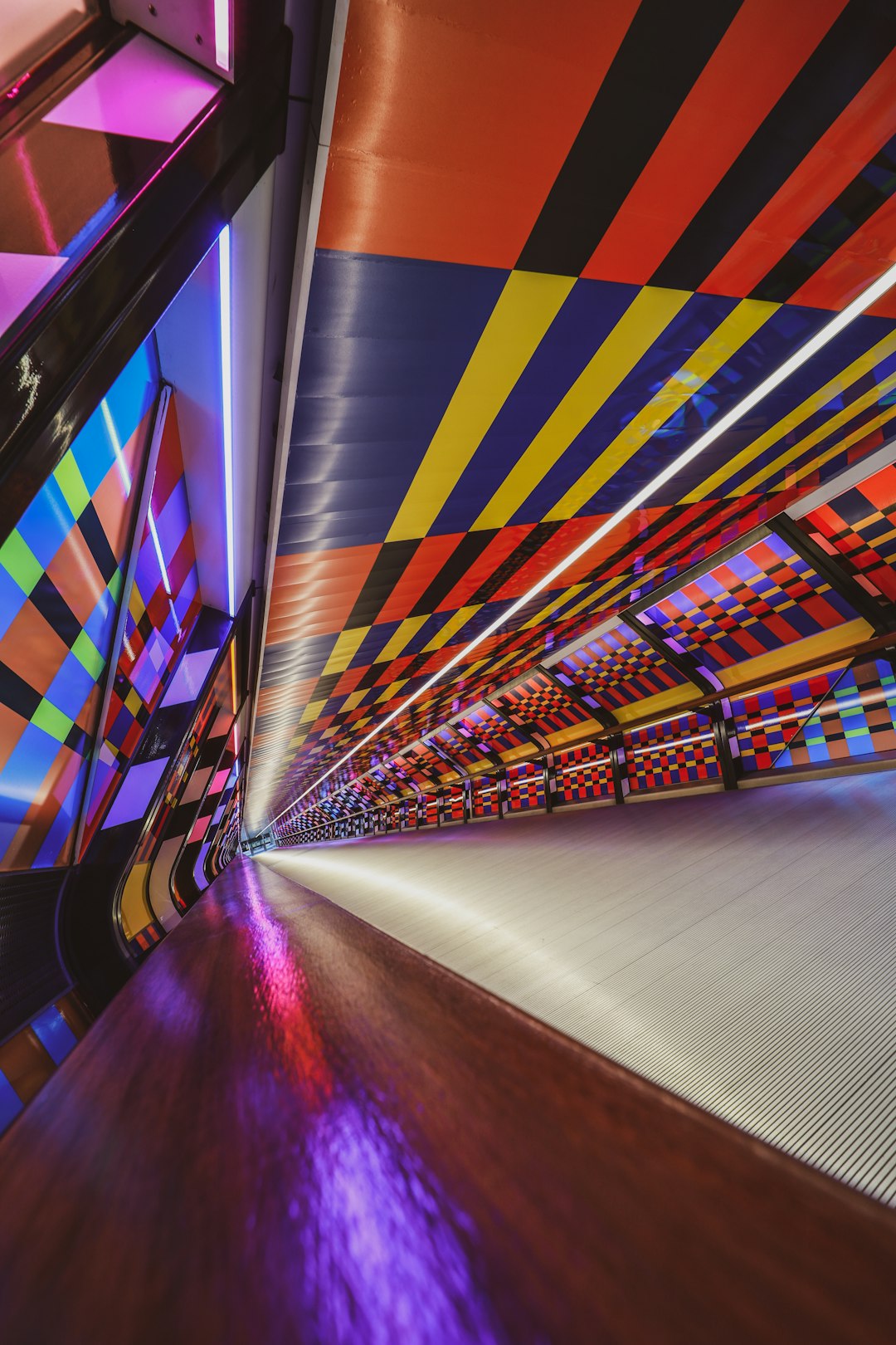 blue red and yellow tunnel