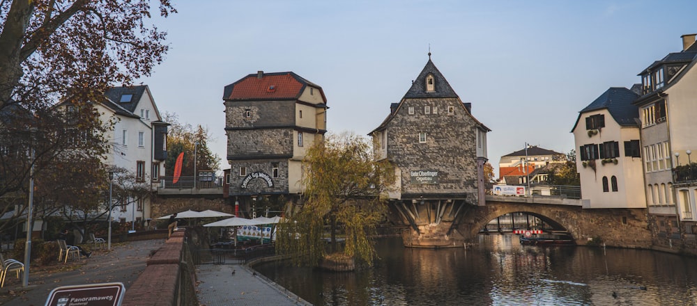 brown and gray concrete building beside river during daytime