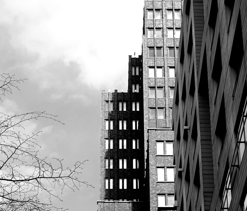 grayscale photo of high rise building