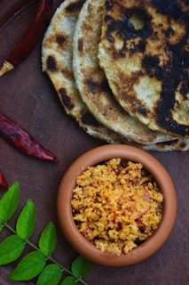 delicious sri lanka foods - coconut roti and coconut sambol