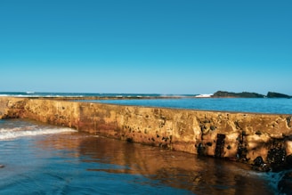 Close-up of a seawall repair in progress, showing soil stabilization and weep hole restoration.