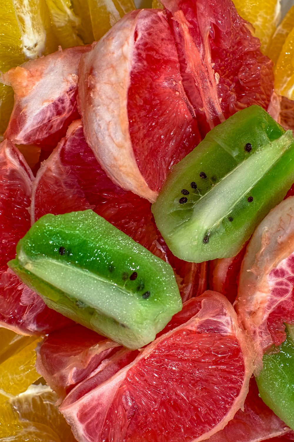 sliced watermelon on yellow plastic bag