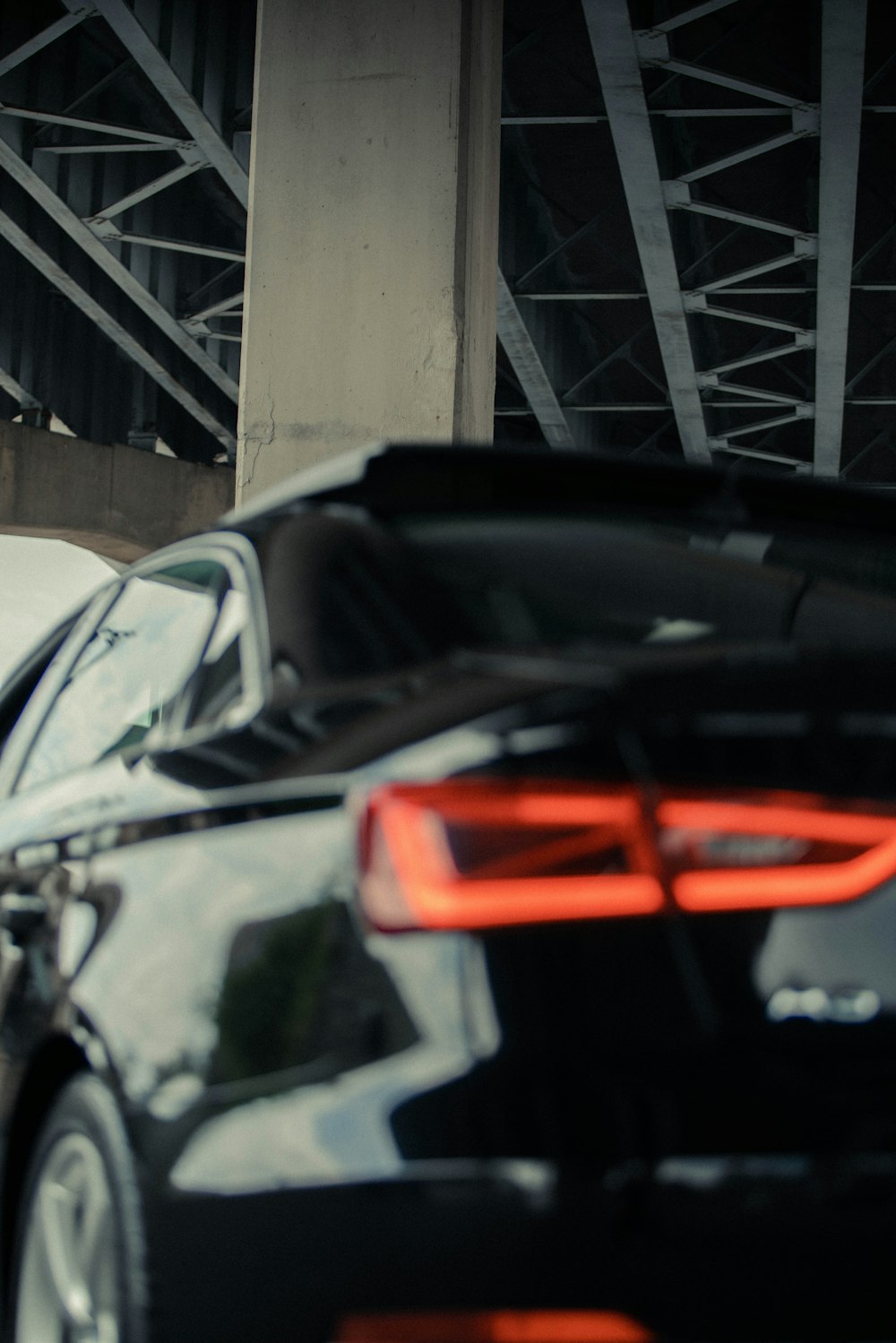 black and red car in garage