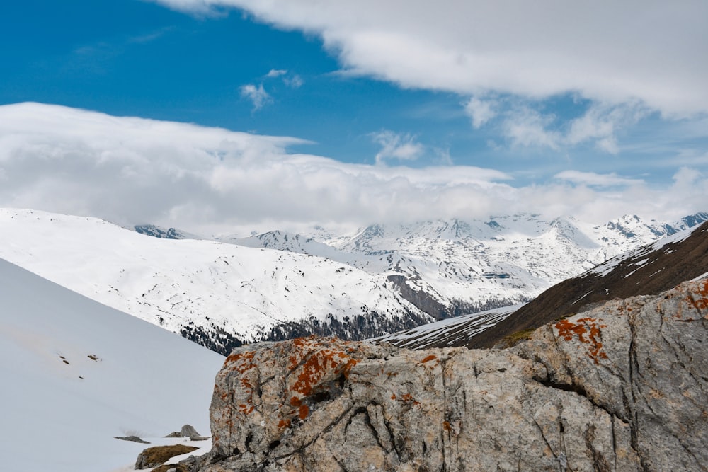 snow covered mountain under cloudy sky during daytime