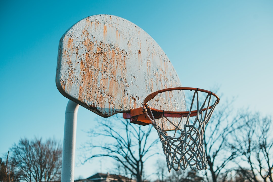 white and brown basketball hoop