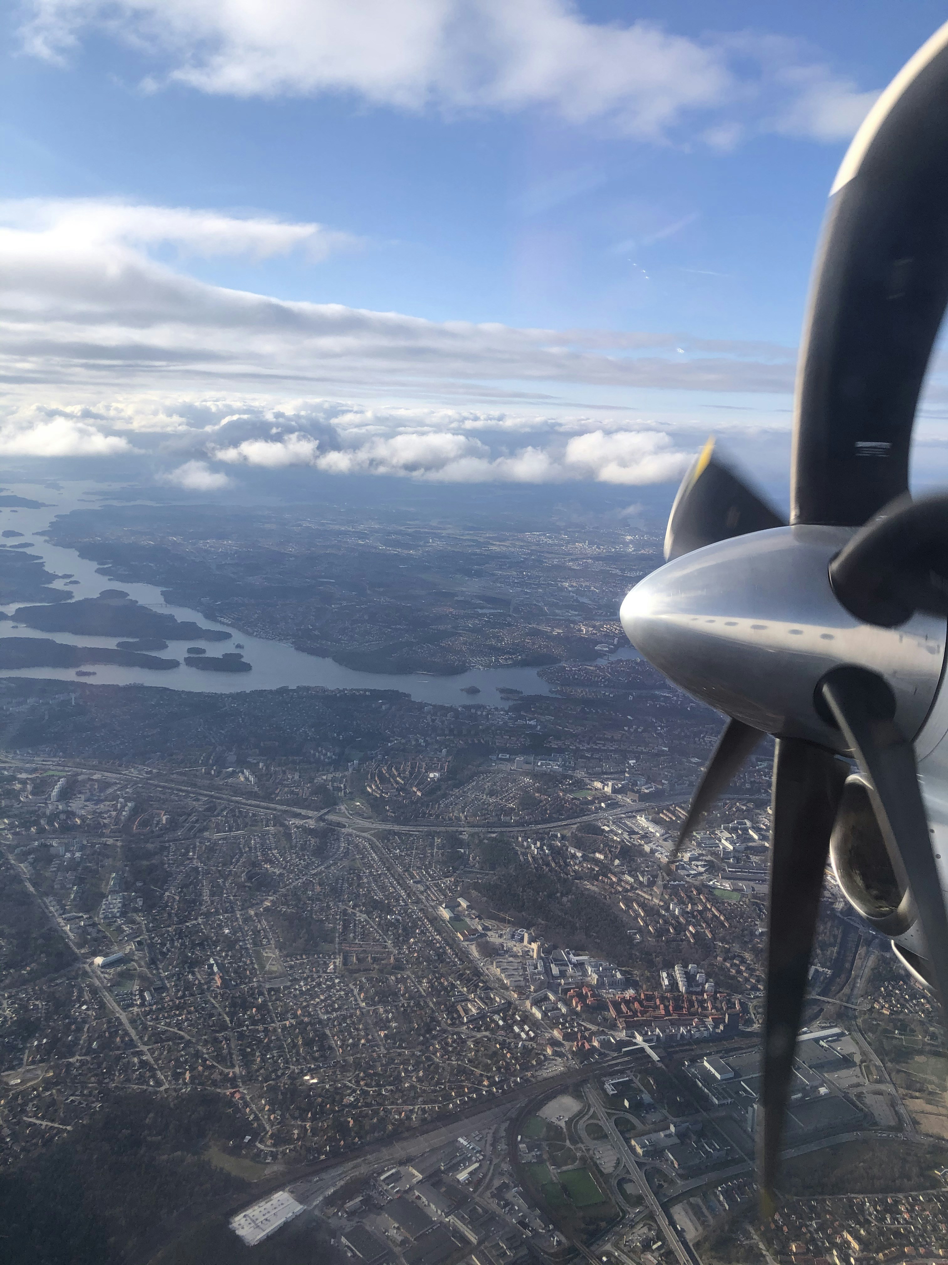 Aerial view above the clouds, private aviation perspective