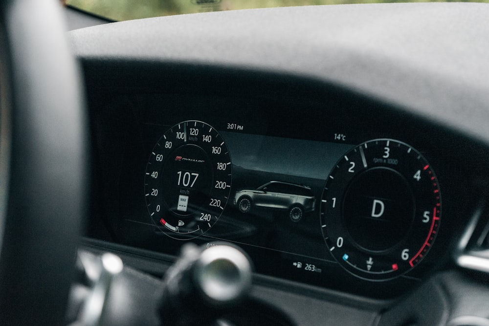 black car instrument panel cluster