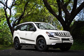 white bmw x 6 parked on the side of the road