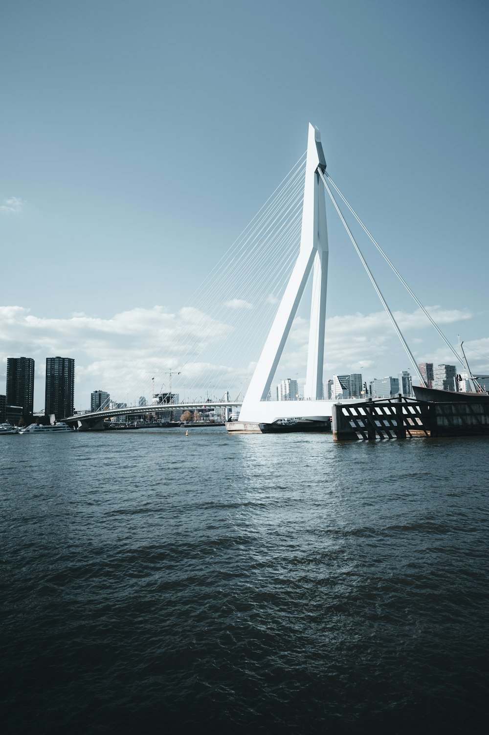 Pont blanc au-dessus d’un plan d’eau pendant la journée