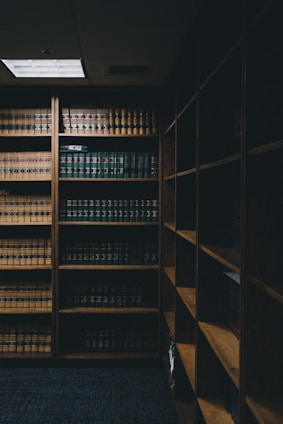 brown wooden shelf with books