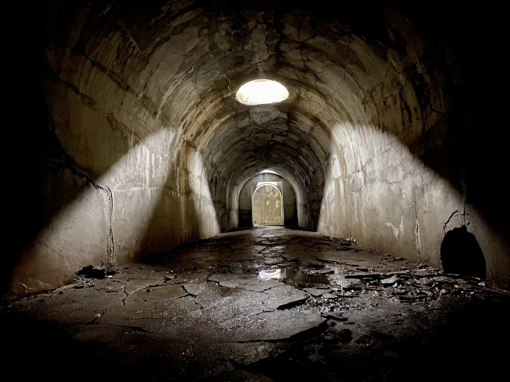 tunnel with light turned on during daytime