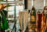 clear wine glass with brown liquid
