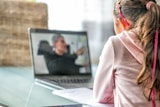 woman in pink long sleeve shirt sitting in front of macbook pro