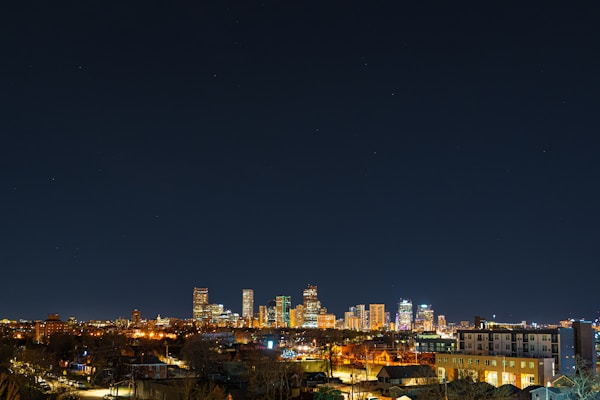 Denver passport office - Denver skyline with Rocky Mountains