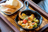 cooked food on black pan