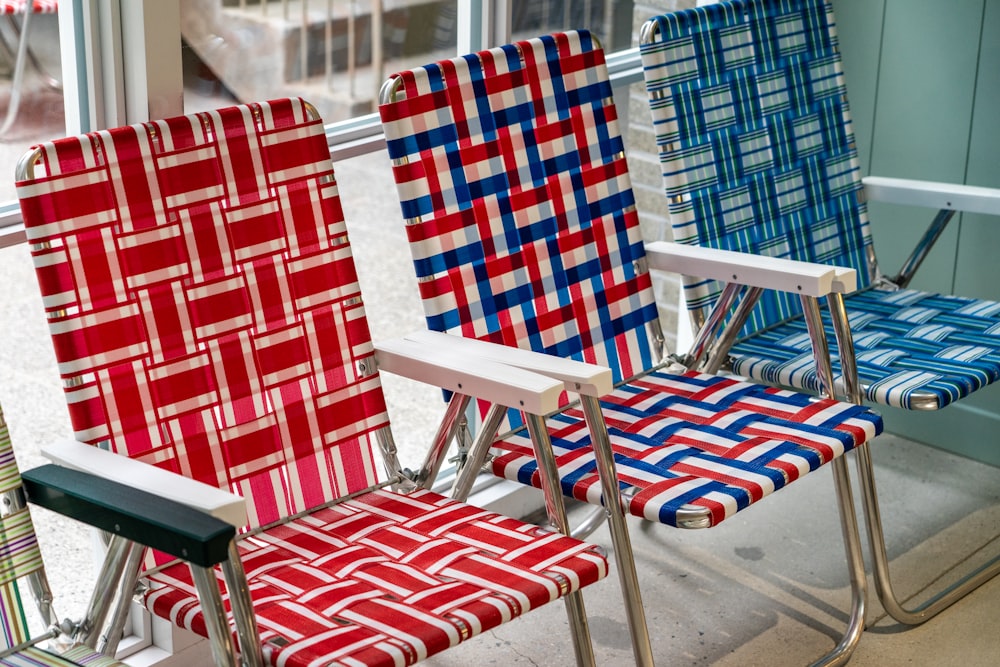 Red White And Blue Plaid Folding Chairs Photo Free Chairs Image On Unsplash