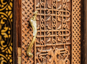 Close-up of a unique door design prototype showcasing intricate craftsmanship.