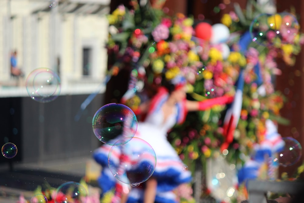 water bubbles in tilt shift lens