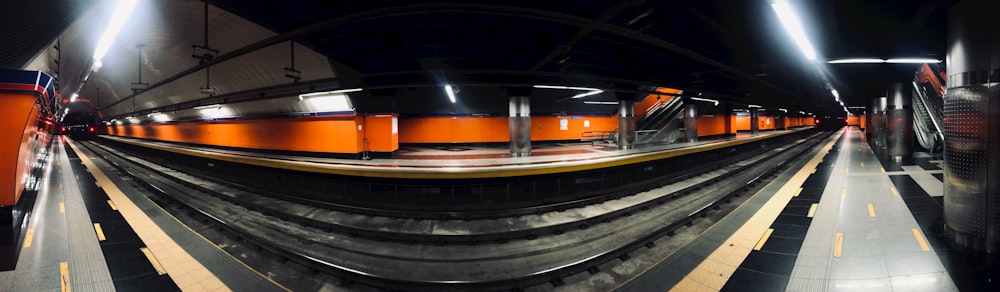 black and orange train rail