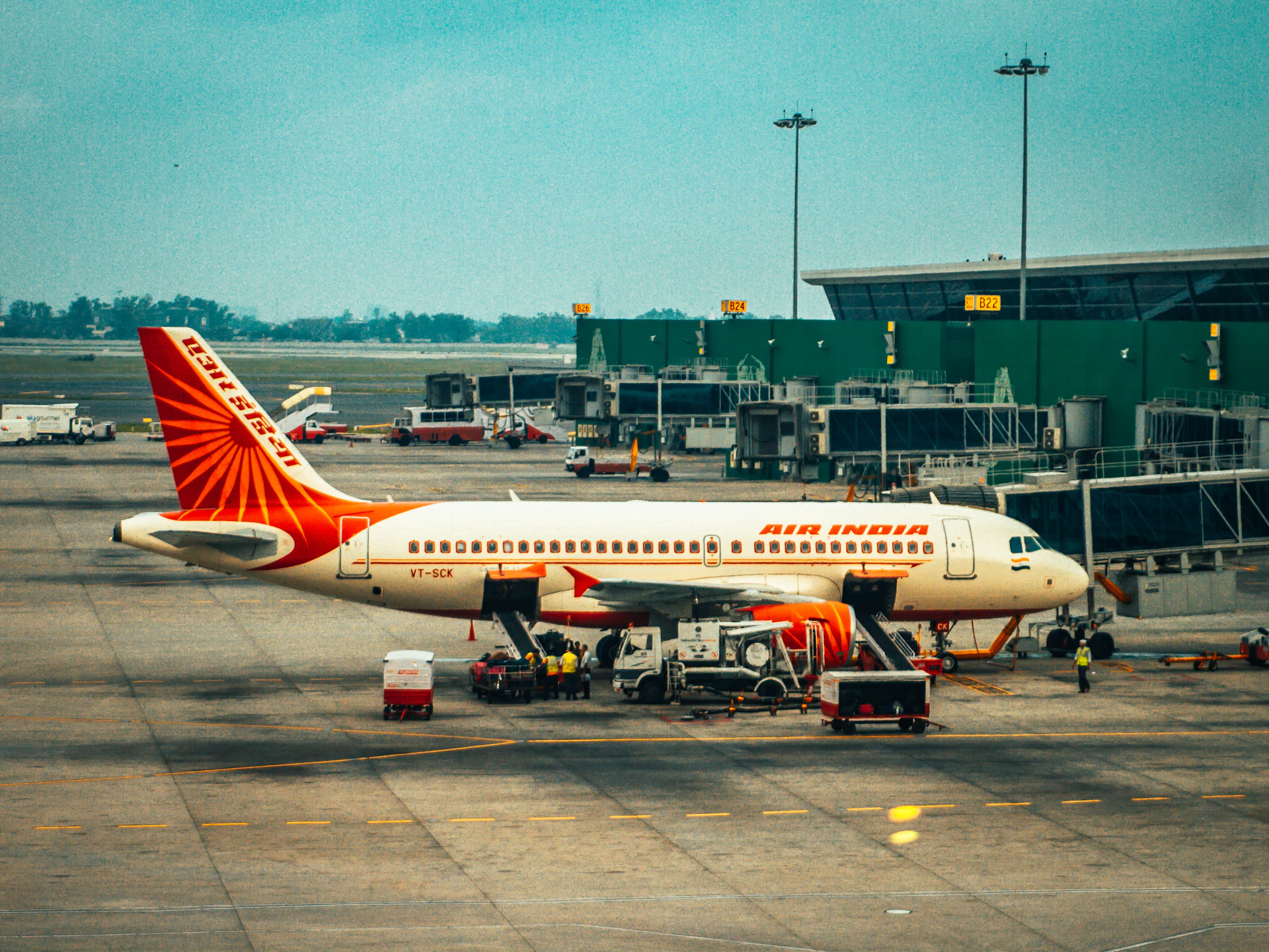 Plane at the gate at an Indian airport
